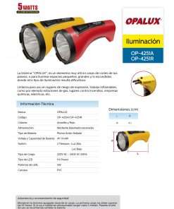 Westor OP-4251A Opalux Linterna Portátil Recargable LED 5W OP-4251A OPALUX