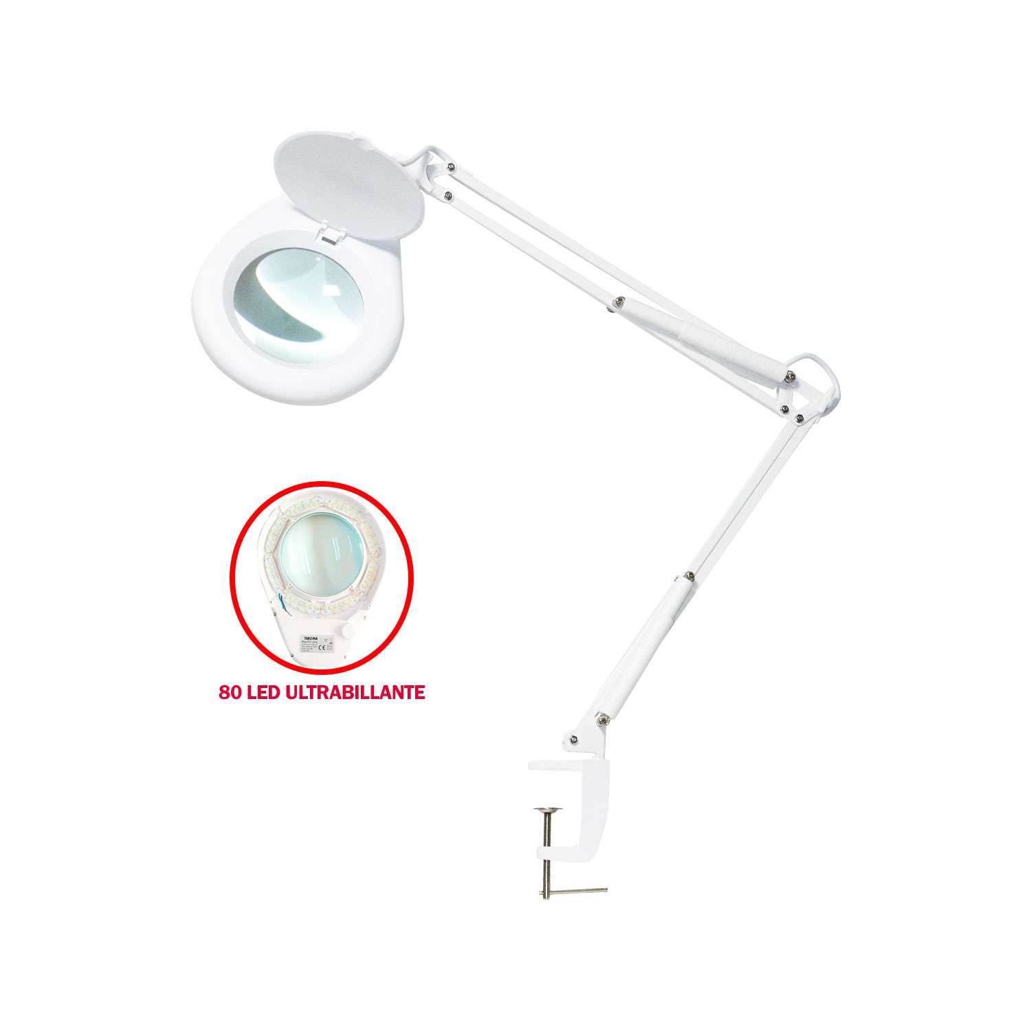 Lámpara Lupa Flexo de Sobremesa 60 luces LED y 3 Aumentos