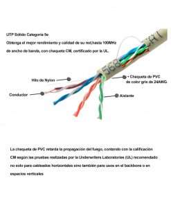 Westor MIHABA-LANCAT5-100MTS Satra Cable Red Internet UTP Cat 5e 100Mts Gris armado de cobre SATRA