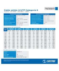 Westor MIHABA-LANCAT6-60MTS Satra Cable red internet UTP Cat 6 de 60Mts Gris armado de cobre SATRA