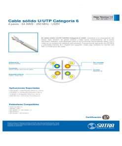 Westor MIHABA-LANCAT6-80MTS Satra Cable Red Internet UTP Cat 6 de 80Mts Gris armado de cobre SATRA