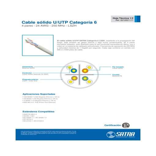 Westor MIHABA-LANCAT6-40MTS Satra Cable red internet UTP Cat 6 de 40Mts Gris armado de cobre SATRA