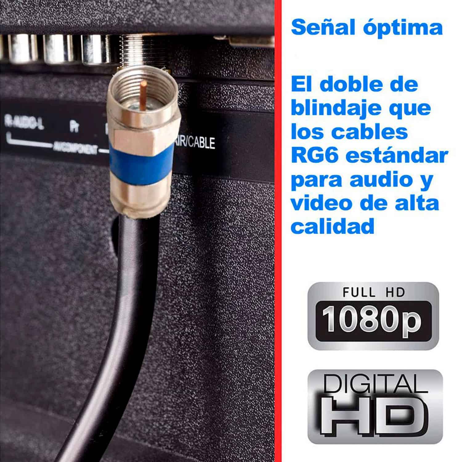 Cable para Amplificador de Señal TV 50Mts Armado Coaxial RG6 DIXON 