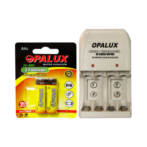 Westor MIHABA-DH2700AA-KIT2 Opalux Kit Cargador de pilas 9V/AA/AAA con 2 pilas AA NiMH recargables MIHABA-DH2700AA-KIT2 OPALUX