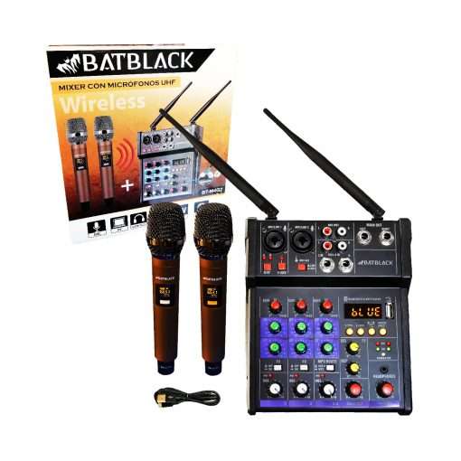 Westor BT-M4G2 Batblack Mixer con Micrófonos Inalámbricos UHF y Bluetooth BT-M4G2 BATBLACK
