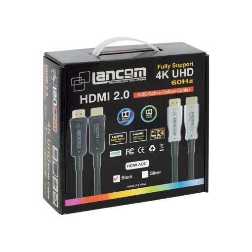 Westor HDMI AOC-BK-30 Lancom Cable HDMI 30Mt Metal Negro 26 AWG 4K HDMI AOC-BK-30 LANCOM