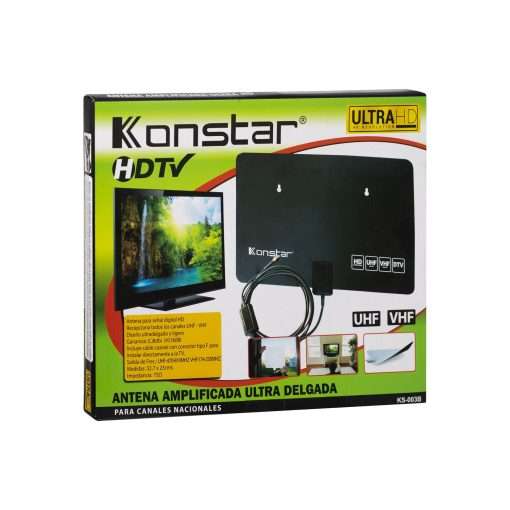 Westor KS-003B Konstar Antena para TV HD UHF VHF DTV con Chupon Cable 3Mts con Amplificador de Señal 5Pin B KS-003B KONSTAR