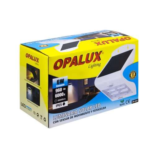 Westor OP-A61 Opalux Luminaria Solar Led 6W C/Sensor y Fotocelda OP-A61 OPALUX