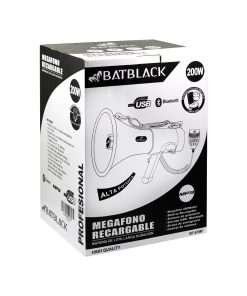 Westor BT-67MF Batblack Megáfono Recargable 200W con Sistema de Grabación, Sirena, Bluetooth y USB BT-67MF BATBLACK