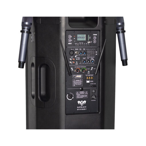 Westor BT-5115A36-1 Batblack Parlante Amplificado 15" 6000W Recargable con Bluetooth, FM, USB, SD CARD, 2 Micrófonos Inalámbricos y Pedestal BT-5115A36-1 BATBLACK
