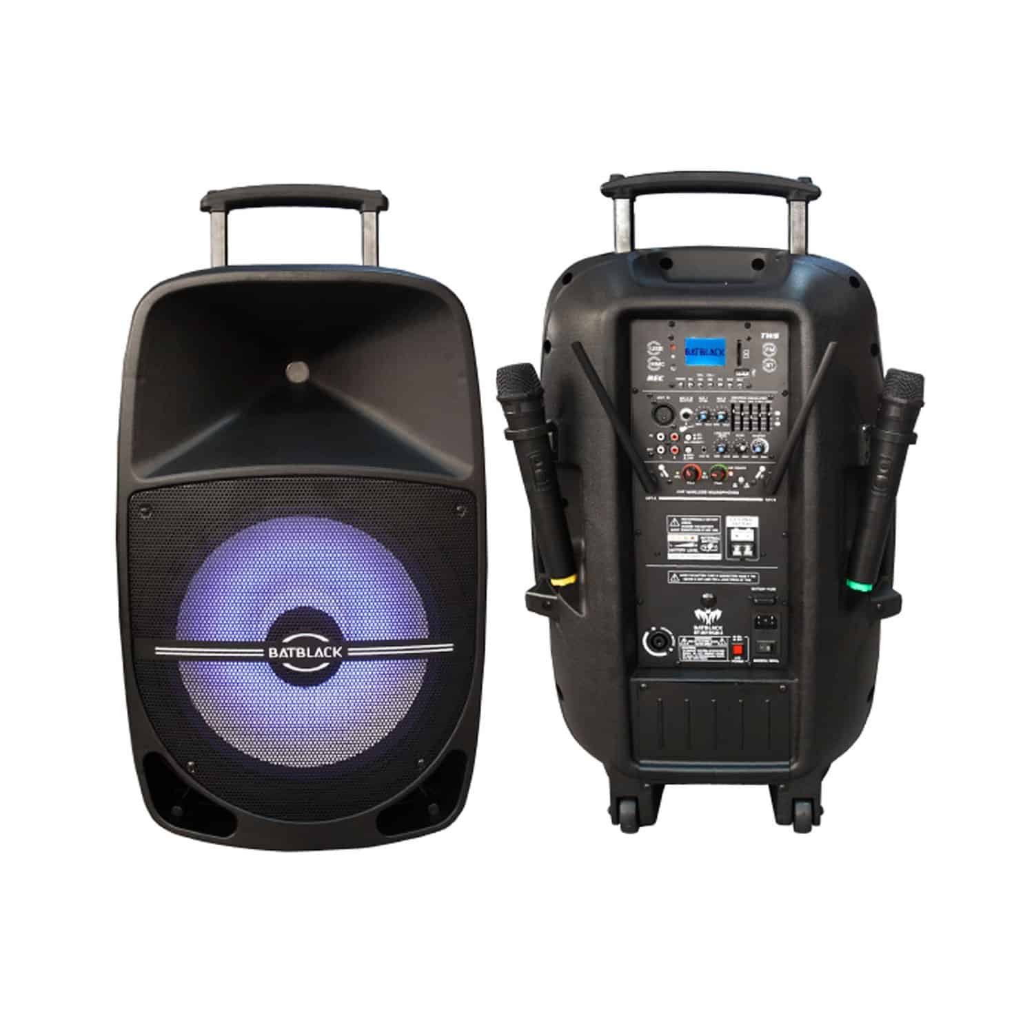 BT-2815A36-3 Westor BT-2815A36-3 Batblack Parlante Amplificado 15" 3000W Recargable con BT, FM, USB, SD CARD, 2 Micrófonos Inalámbricos y Pedestal BT-2815A36-3 BATBLACK