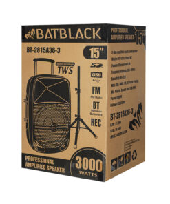 Parlante Amplificado 15" 3000W Recargable con BT, FM, USB, SD CARD, 2 Micrófonos Inalámbricos y Pedestal BT-2815A36-3 BATBLACK 4 Westor BT-2815A36-3 Batblack Parlante Amplificado 15" 3000W Recargable con BT, FM, USB, SD CARD, 2 Micrófonos Inalámbricos y Pedestal BT-2815A36-3 BATBLACK