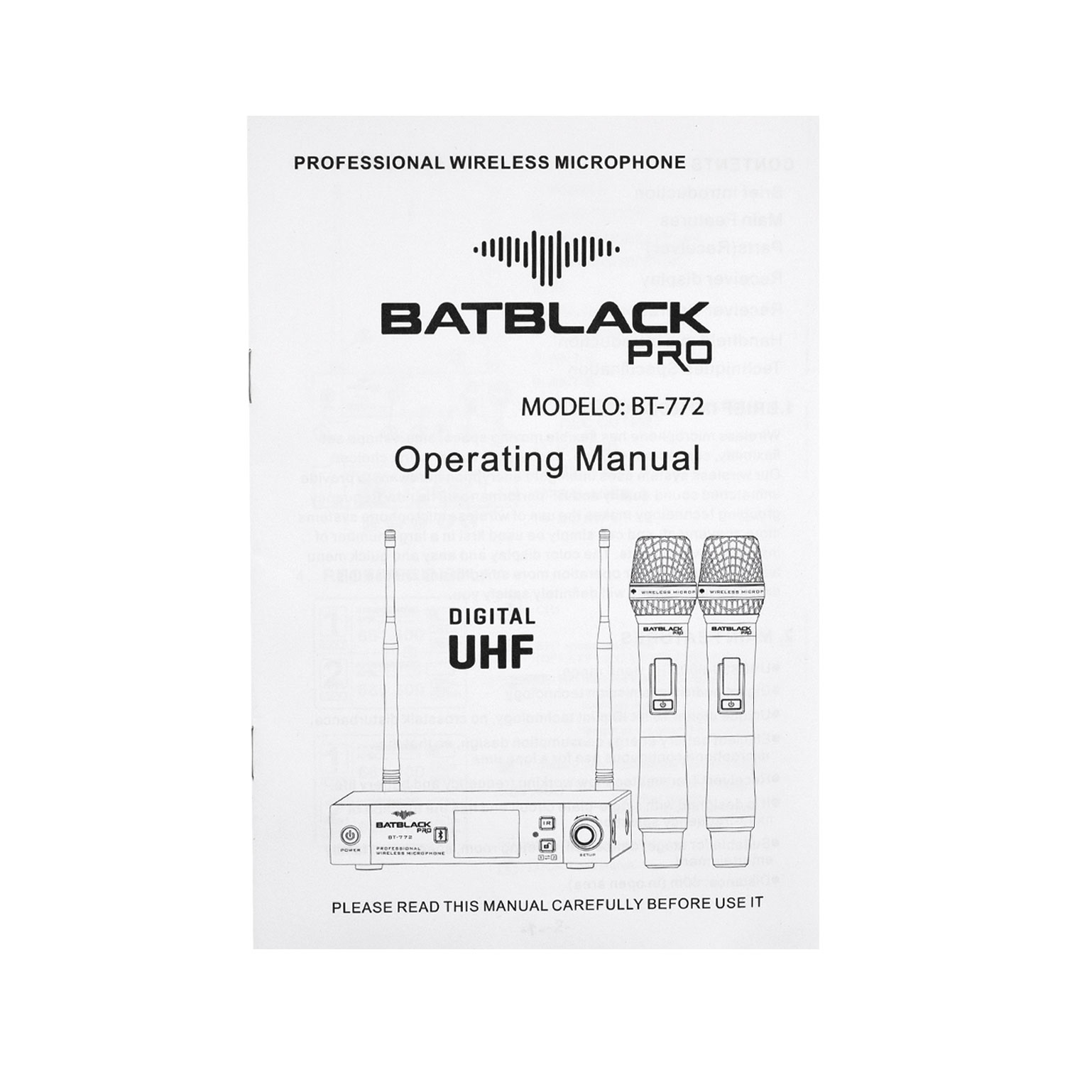 BT-772-7 Westor BT-772 Batblack Micrófono UHF Doble con Bluetooth UHF BT-772 BATBLACK
