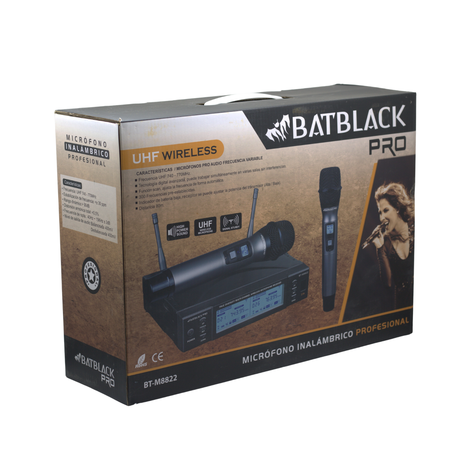 BT-M8822 10 Westor BT-M8822 Batblack Micrófono Profesional Inalámbrico UHF Doble Bt-M8822 BATBLACK