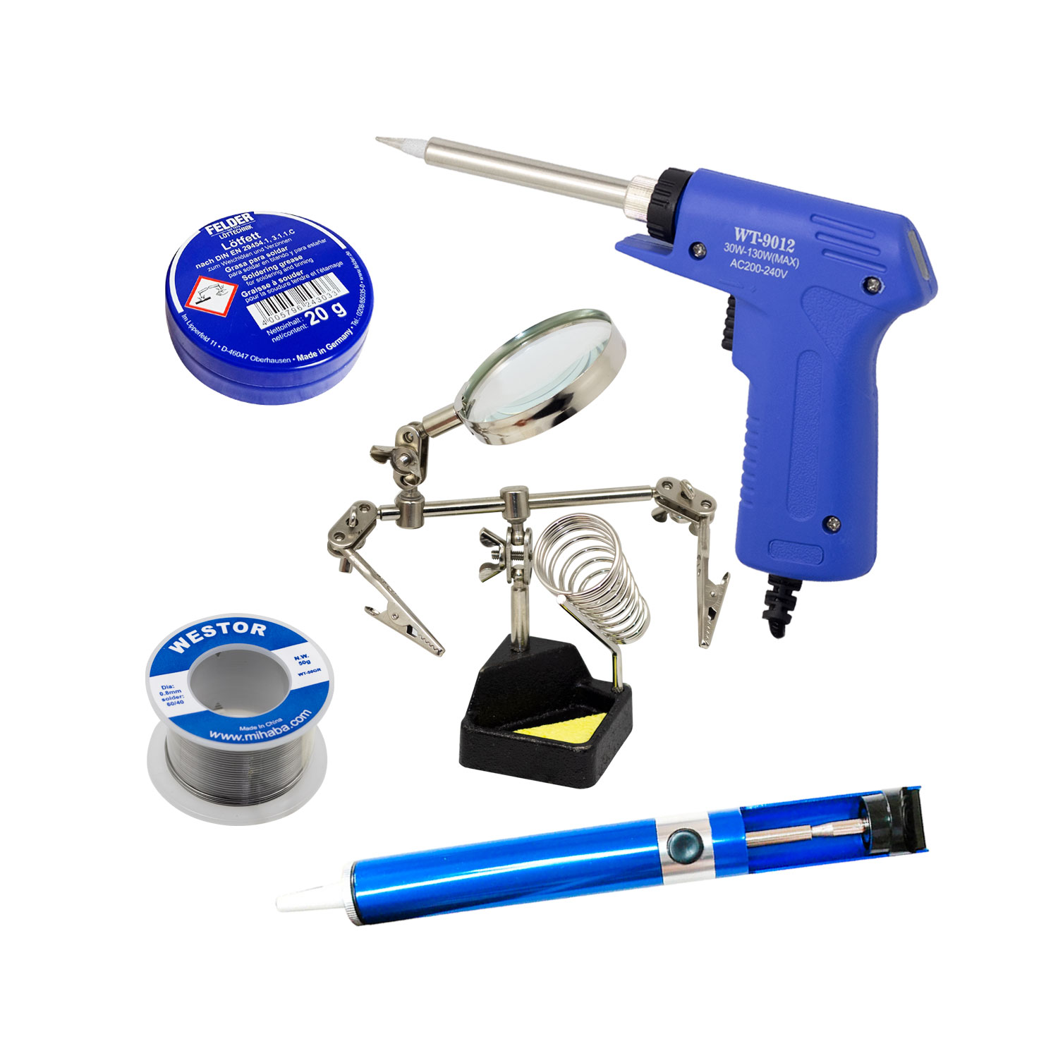 MIHABA-WWZKM5 Westor MIHABA-WWZKM5 Westor Kit Cautín + Soporte + Succionador + Pasta + Estaño MIHABA-WWZKM5