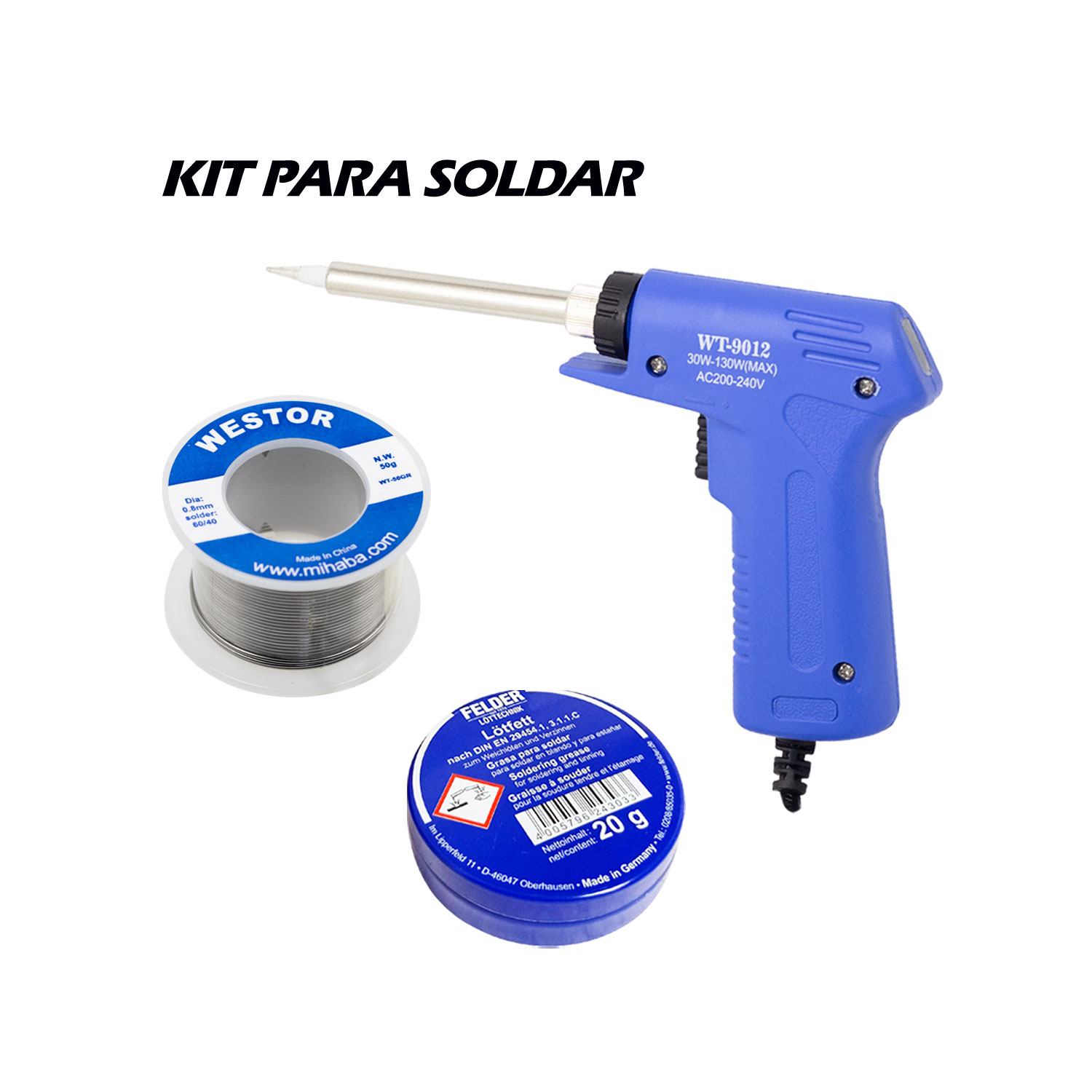 MIHABA-WT9012-3 Westor MIHABA-WT9012-3 Westor Kit Cautín + Pasta de Soldar + Soldadura MIHABA-WT9012-3