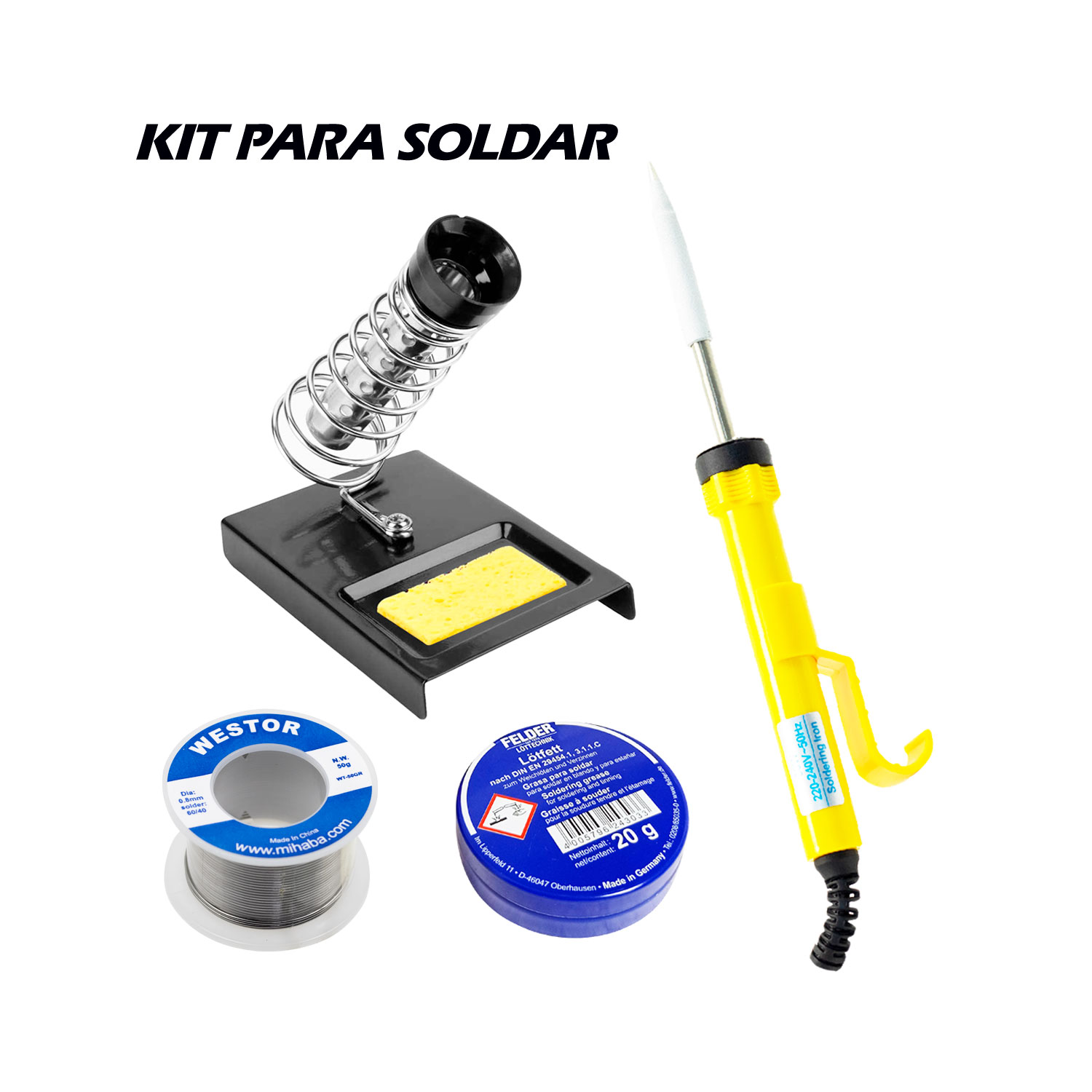 MIHABA-WTK4 Westor MIHABA-WTK4 Westor Kit Cautín + Soporte + Pasta + Soldadura MIHABA-WTK4