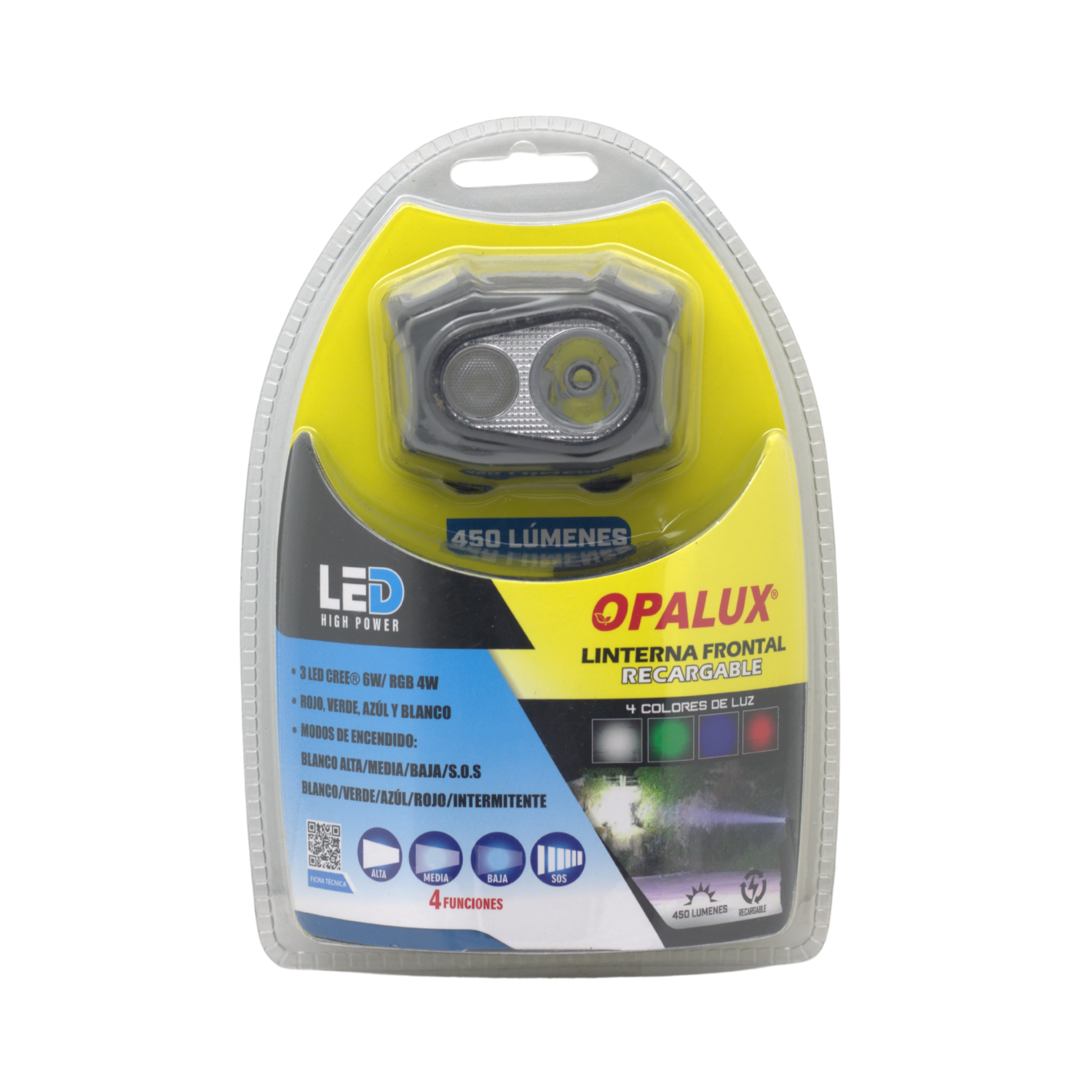 OP-LM1105 8 Westor OP-LM1105 Opalux Linterna Frontal RGBW 6W Recargable OP-LM1105 OPALUX