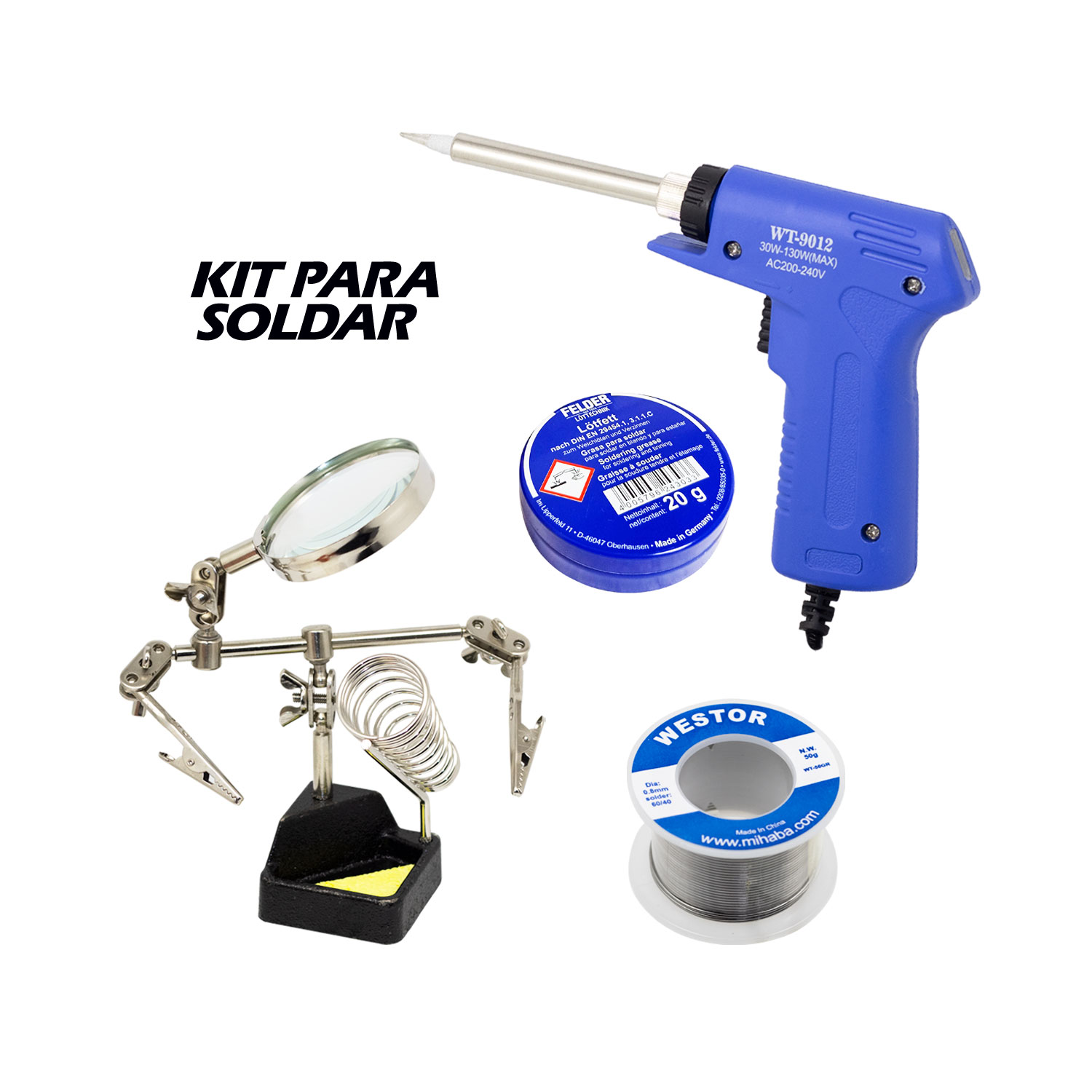 WT-9012-KIT4 Westor WT-9012-KIT4 Westor Kit Cautín + Soporte + Pasta + Estaño WT-9012-KIT4