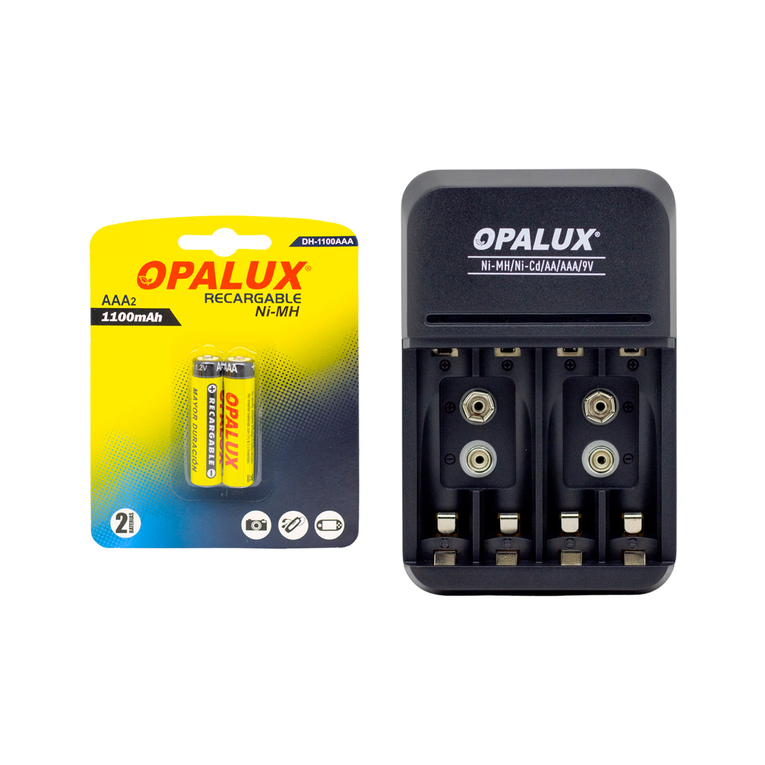 MIHABA-DH1100AAA-KIT2 Westor MIHABA-DH1100AAA-KIT2 Opalux Kit Cargador de pilas 9V/AA/AAA con 2 pilas AAA NiMH recargables MIHABA-DH1100AAA-KIT2 OPALUX