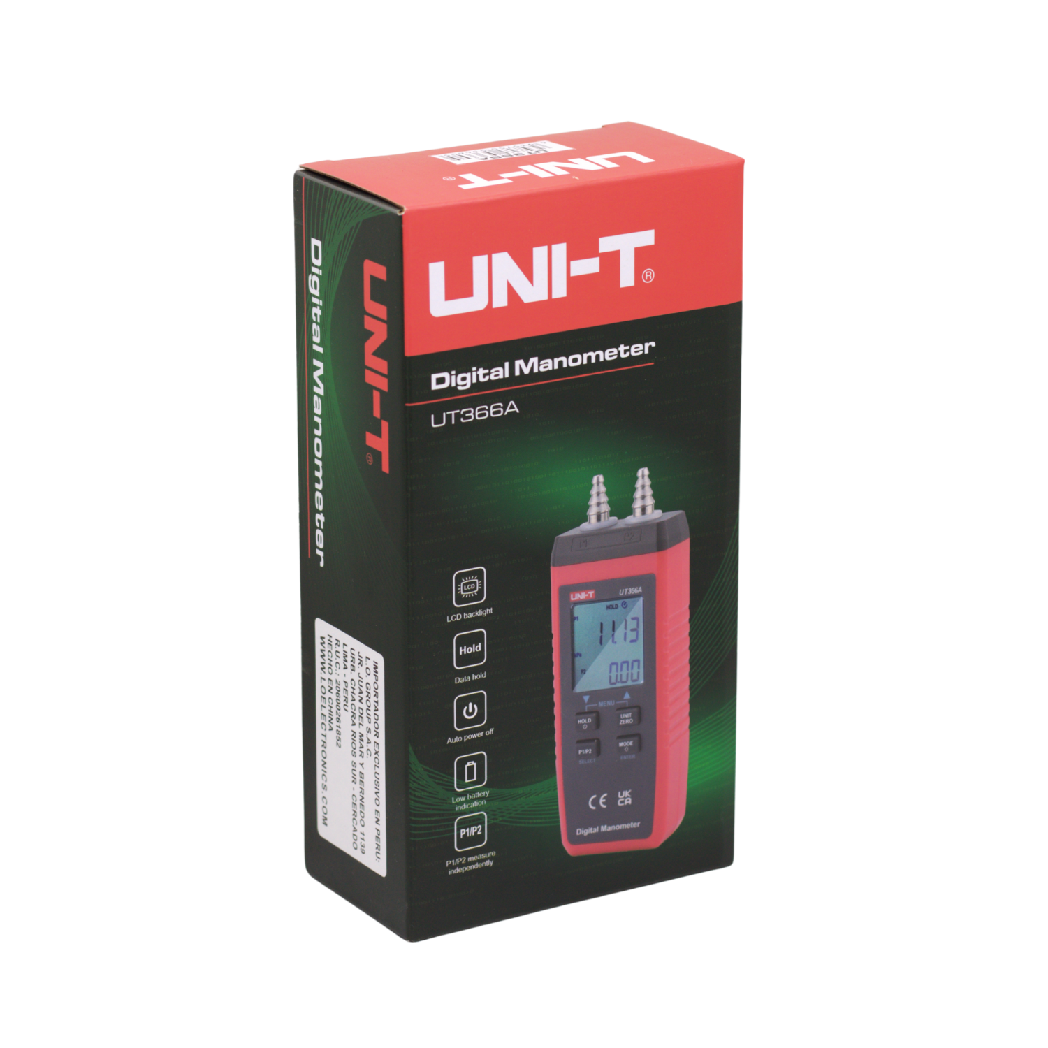 UT-366A 10 Westor UT-366A Uni-T Manómetro Digital ±15,00 kPa / ±150,0 mbar / ±0,150 bar / ±2,175 psi UT-366A UNI-T
