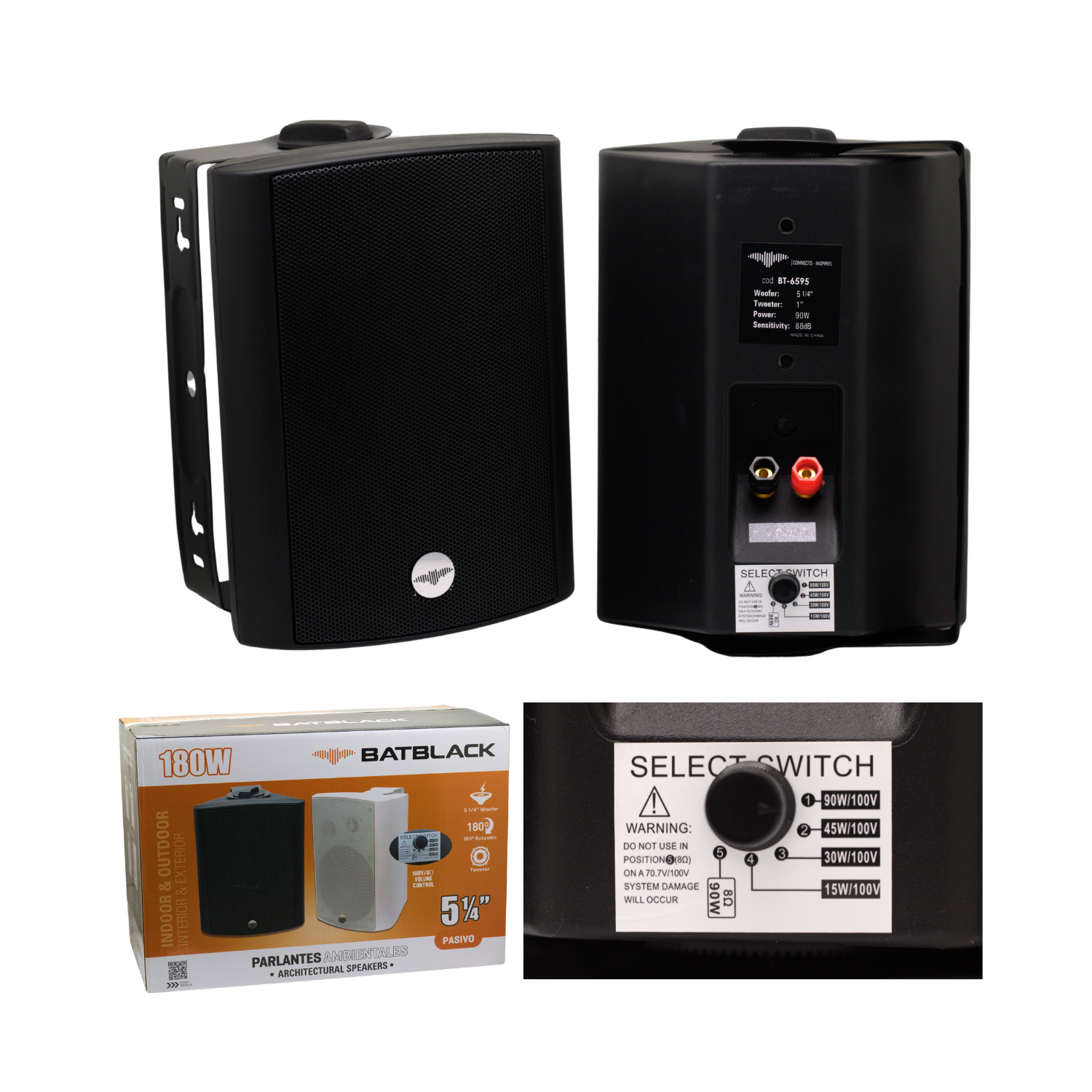 BT-6595B 1 Westor BT-6595B Batblack Parlante Ambiental 5 1/4" 180W Negro BT-6595B BATBLACK