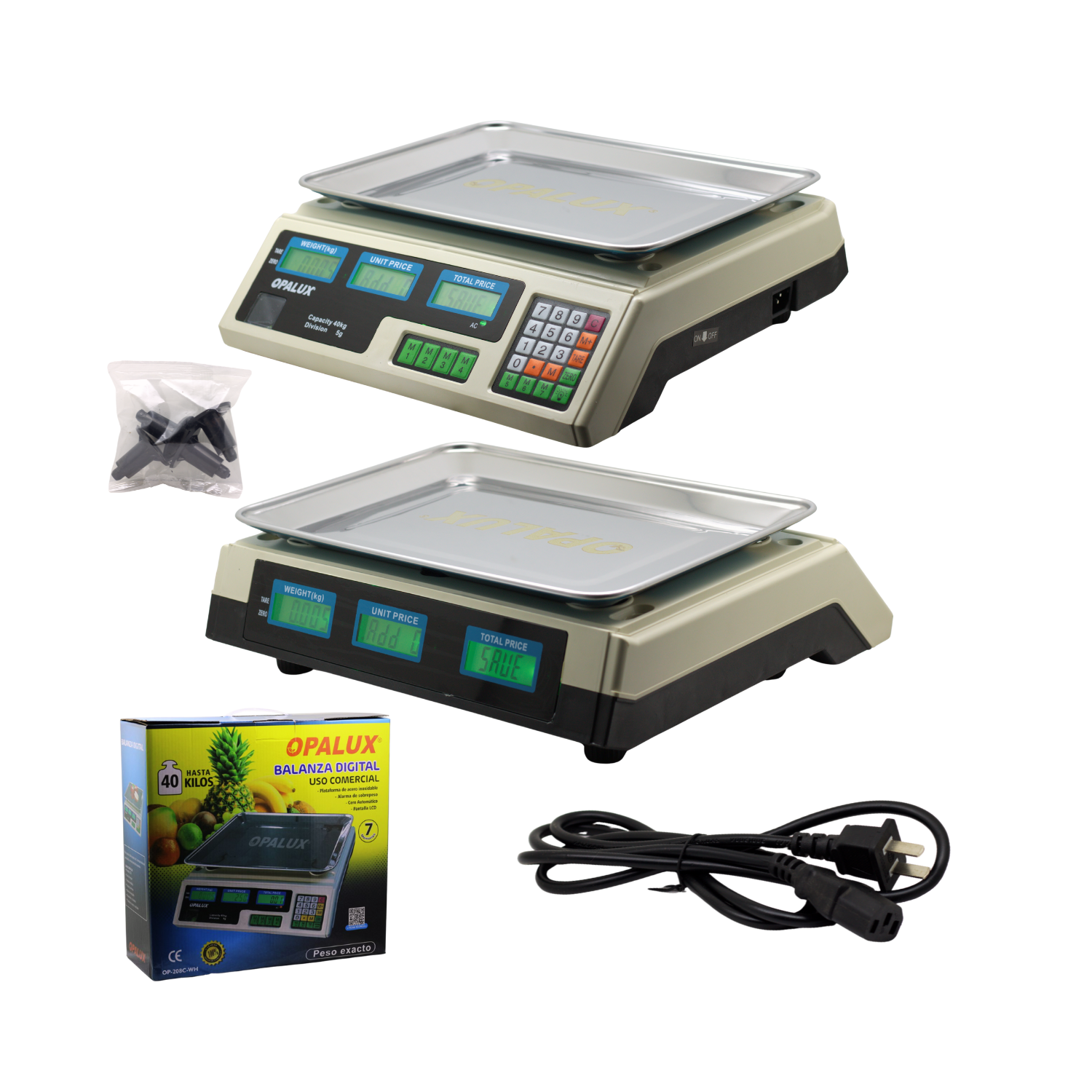 OP-208C-WH 1 Westor OP-208C-WH Opalux Balanza Electrónica Ovalada 40Kg LCD Recargable OP-208C-WH OPALUX