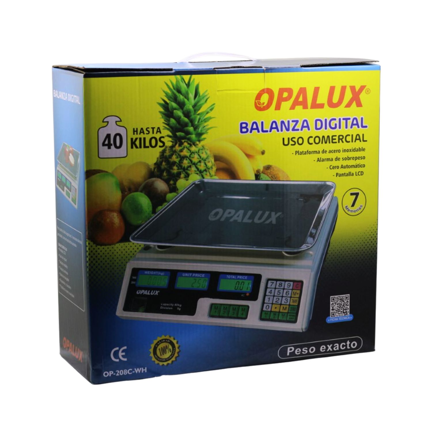OP-208C-WH 8 Westor OP-208C-WH Opalux Balanza Electrónica Ovalada 40Kg LCD Recargable OP-208C-WH OPALUX