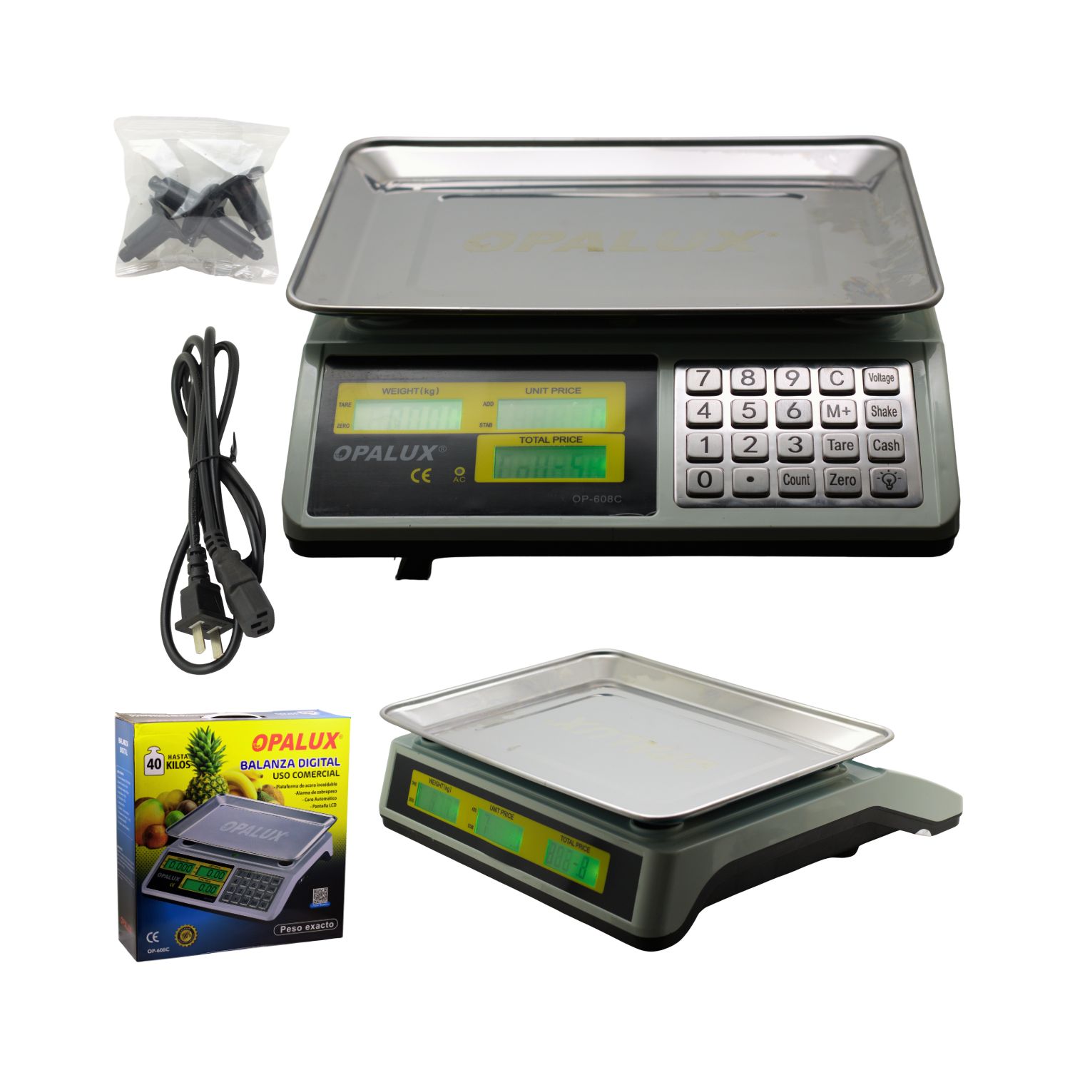 OP-608C 1 Westor OP-608C Opalux Balanza Digital Recargable Doble Display 40KG OP-608C OPALUX