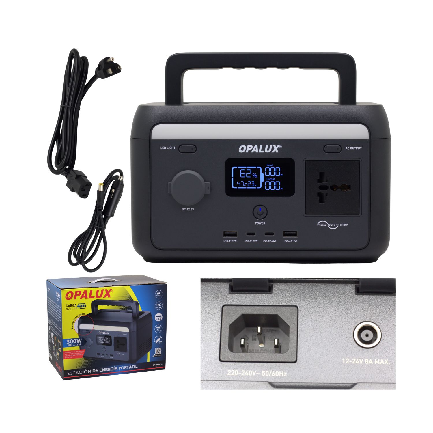 OP-SR0KW3L 1 Westor OP-SR0KW3L Opalux Estación de Energía Portátil 300W 220v OP-SR0KW3L OPALUX