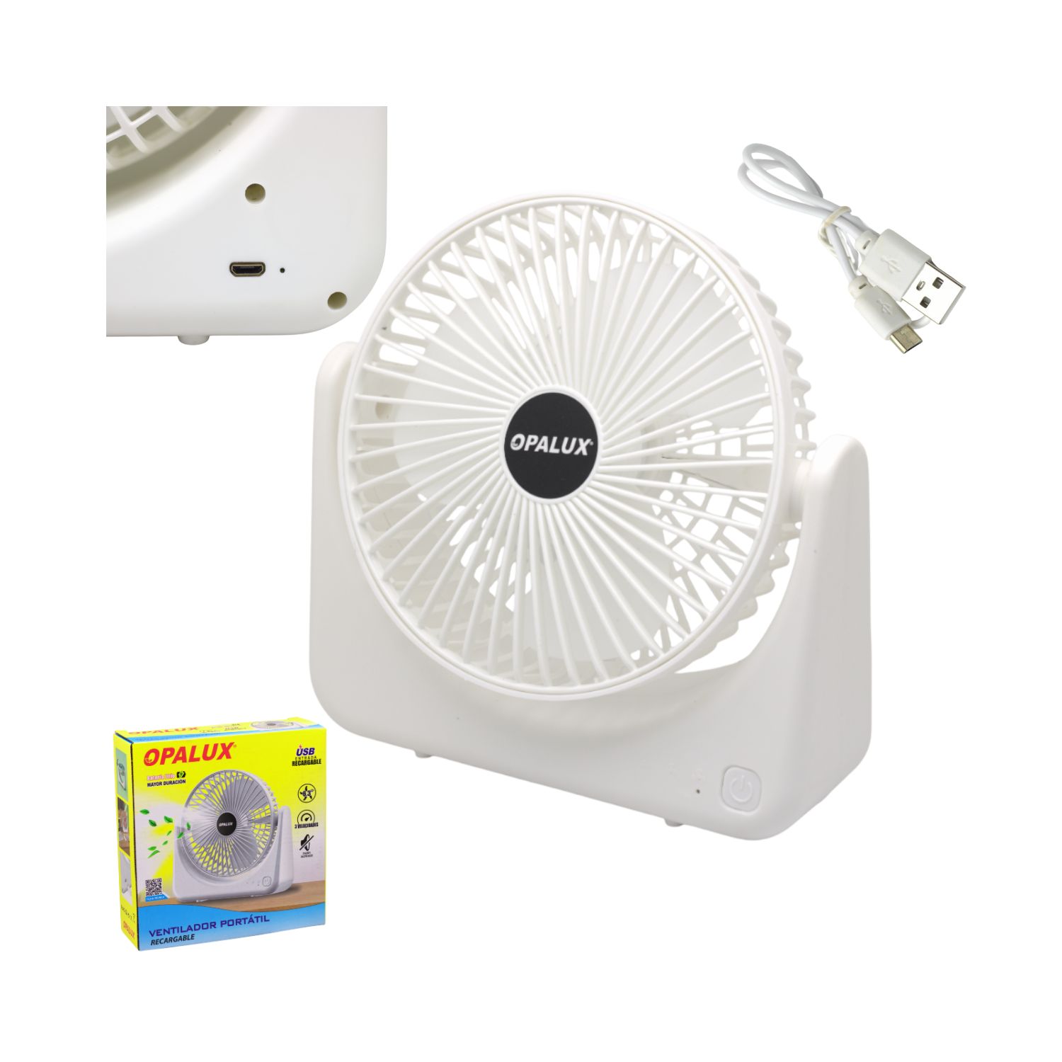 OP-TF63-BL 1 Westor OP-TF63-BL Opalux Ventilador Portátil Recargable 3 Velocidades OP-TF63-BL OPALUX
