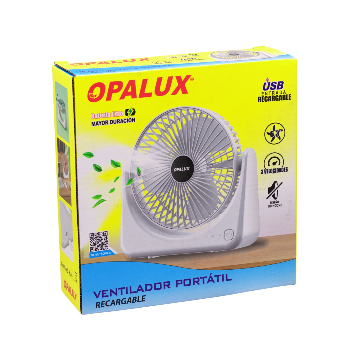 OP-TF63-BL 8 Westor OP-TF63-BL Opalux Ventilador Portátil Recargable 3 Velocidades OP-TF63-BL OPALUX