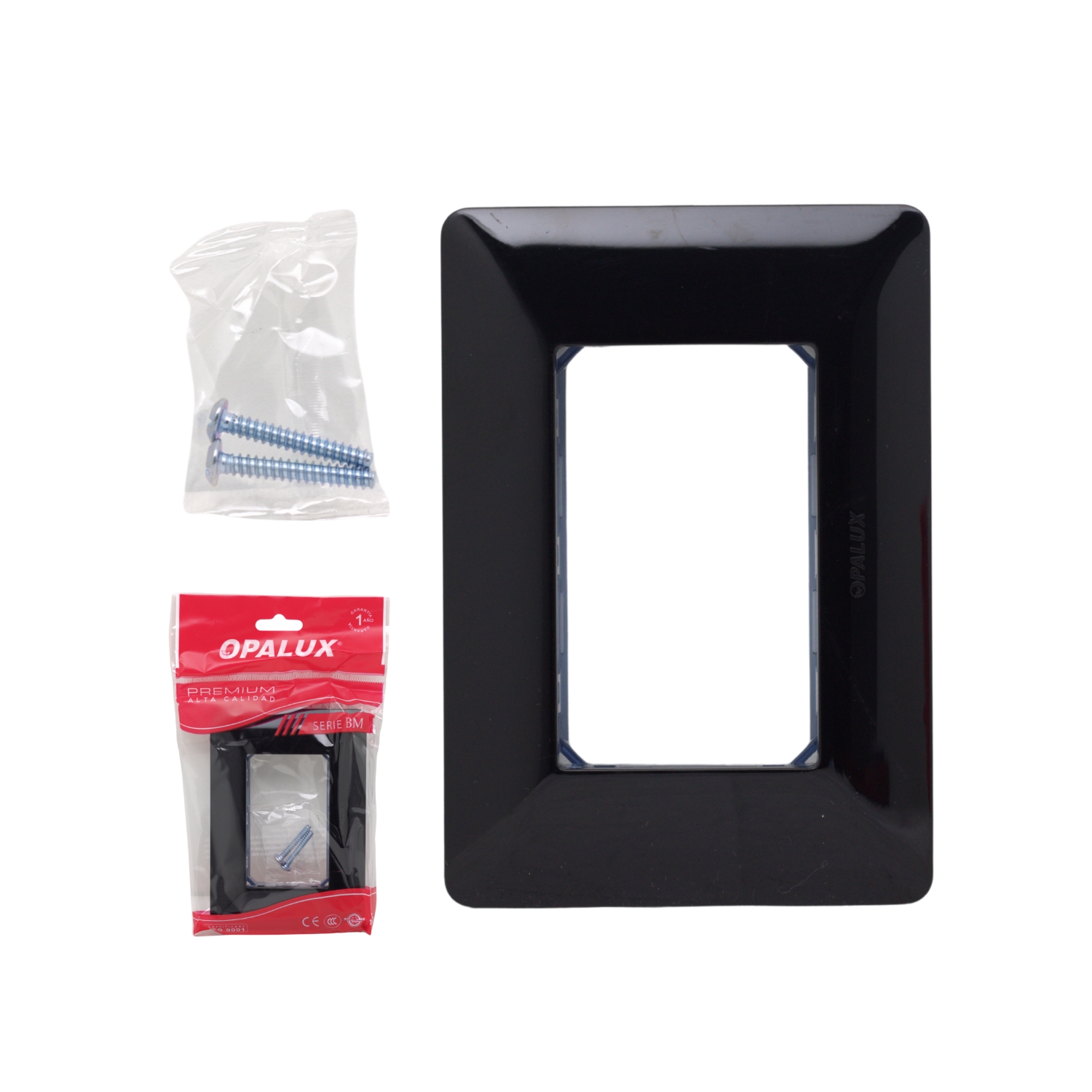 BM203.BLK 1 Westor BM203.BLK Opalux Placa Triple Con Soporte Negro BM203.BLK OPALUX