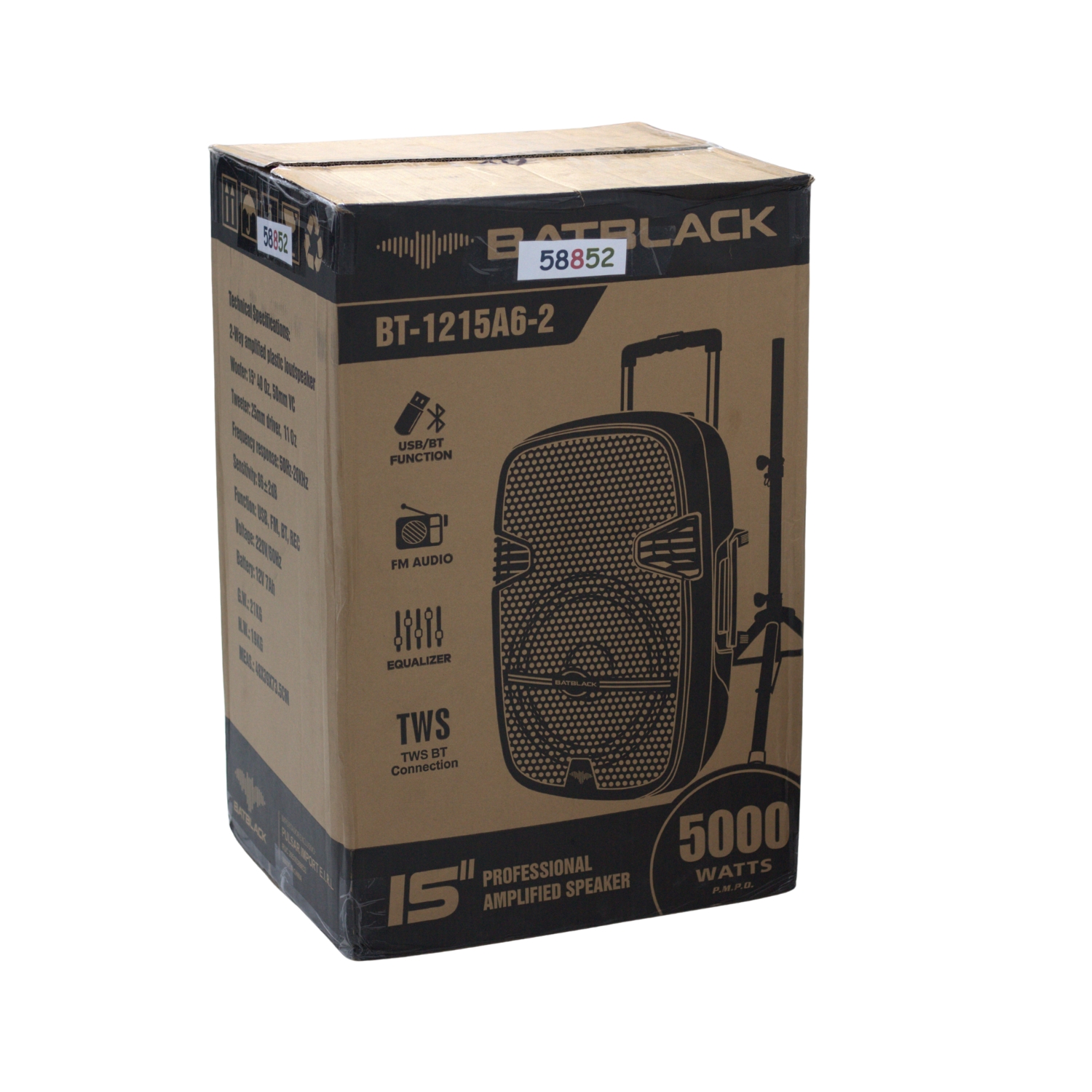 BT-1215A6-2 11 Westor BT-1215A6-2 Batblack Parlante/Gabinete Activo Recargable 15" 5000W c/ Bluetooth BT-1215A6-2 BATBLACK