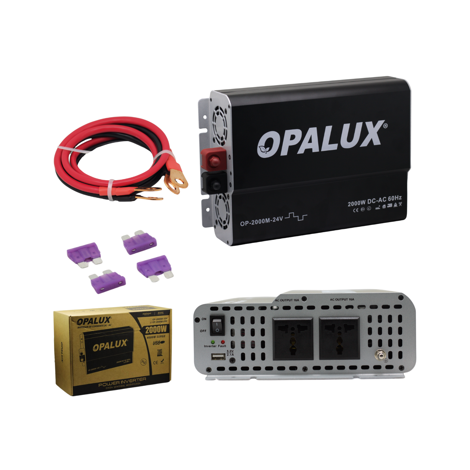OP-2000M-24V 1 Westor OP-2000M-24V Opalux Inversor de Onda Modificada 2000W 24V Dc A 220V AC OP-2000M OPALUX