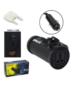 Inversor p/Auto 150W Onda Senoidal Modificada DC-AC Surge 300W Entrada 12VDC 220VAC OP-CR150M OPALUX