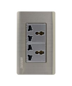 Tomacorriente Metálico Doble Universal 2 Polos con Línea a Tierra OP-SP37 OPALUX