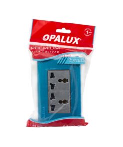 Westor OP-SP37 Opalux Tomacorriente Metálico Doble Universal 2 Polos con Línea a Tierra OP-SP37 OPALUX