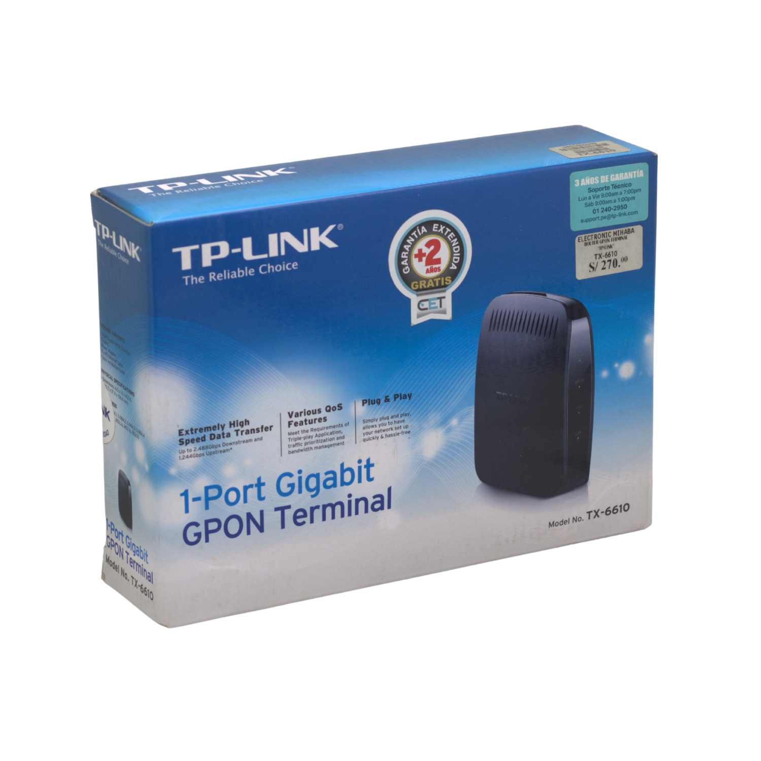 TX-6610 11 Westor TX-6610 Tp-Link Terminal GPON 1 Puerto Gigabit TX-6610 TP-LINK