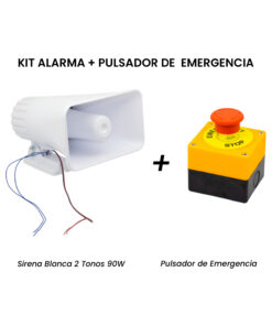 Kit Alarma Sirena 90W + Pulsador de Emergencia KIT-WT-085