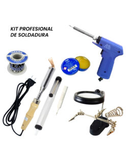 Kit Cautín Industrial Tipo Hacha + Succionador + Cautín Tipo Pistola + Soporte P/Circuitos + Punta de Repuesto + Rollo de Estaño + Pasta para Soldar TK-KIT7