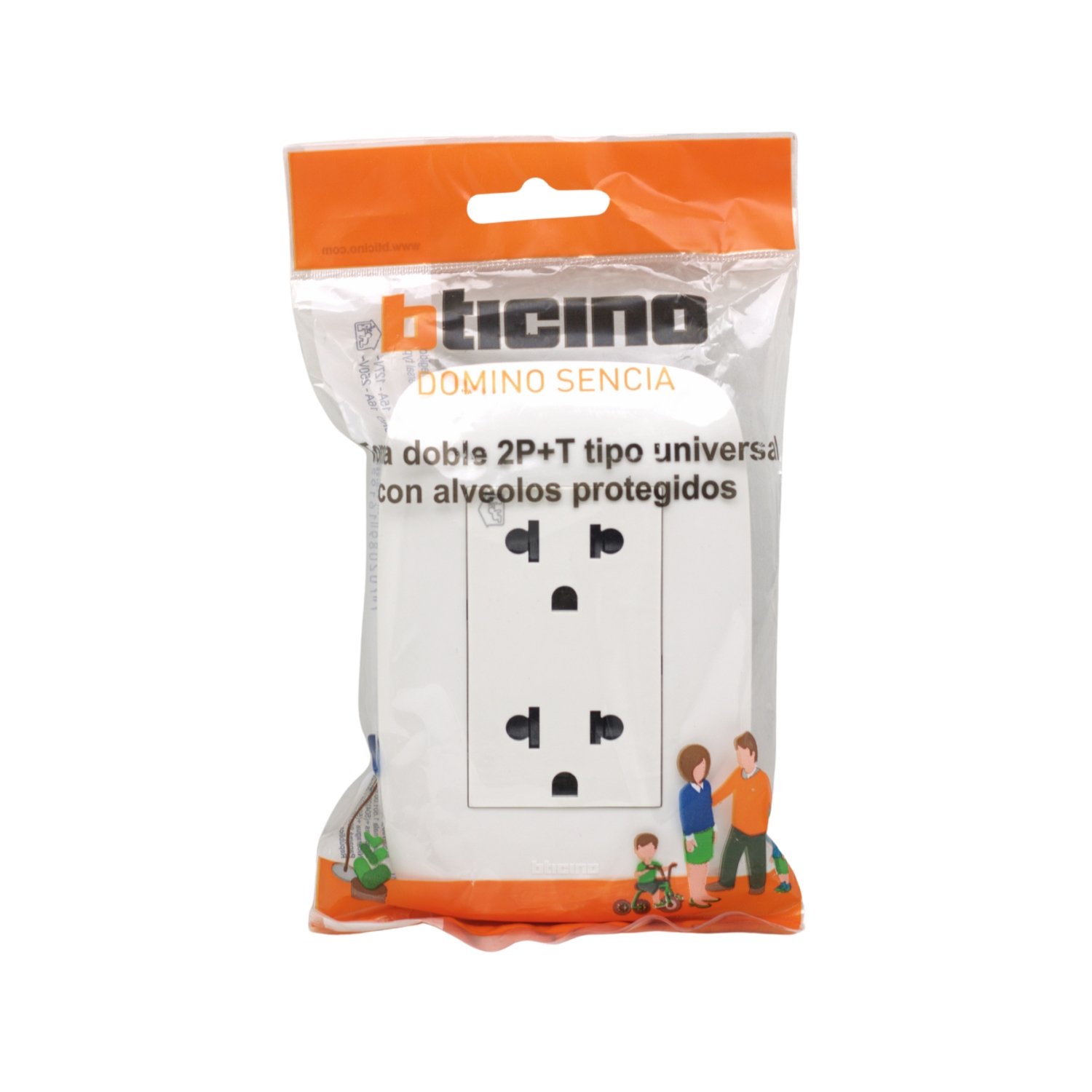 AP1222-5 Westor AP1222 BTICINO Tomacorriente Doble Blanco Universal 16A 250V AP1222 BTICINO