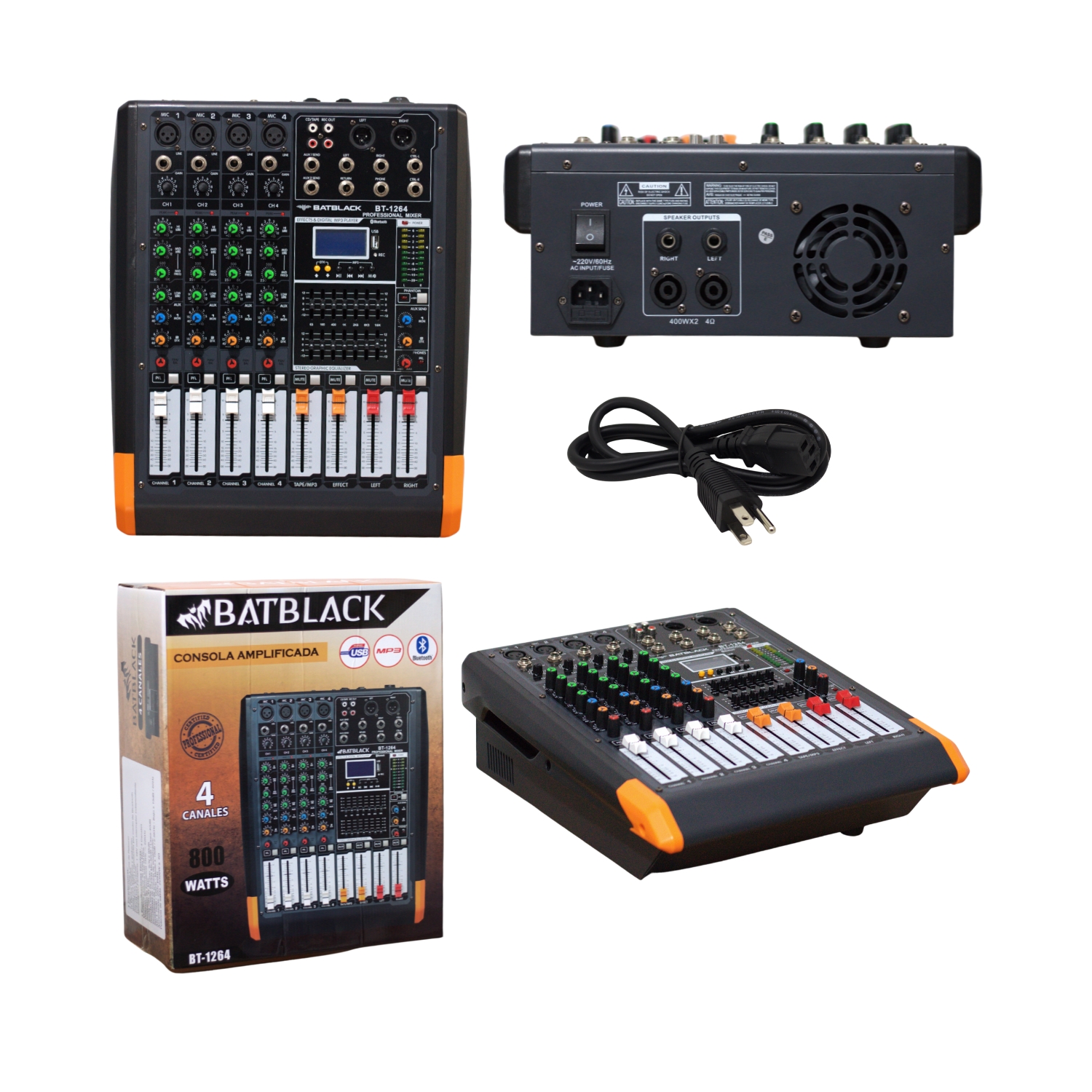 BT-1264 1 Westor BT-1264 Batblack Consola Amplificada 650W (325W X2) 4 Canales BT-1264 BATBLACK