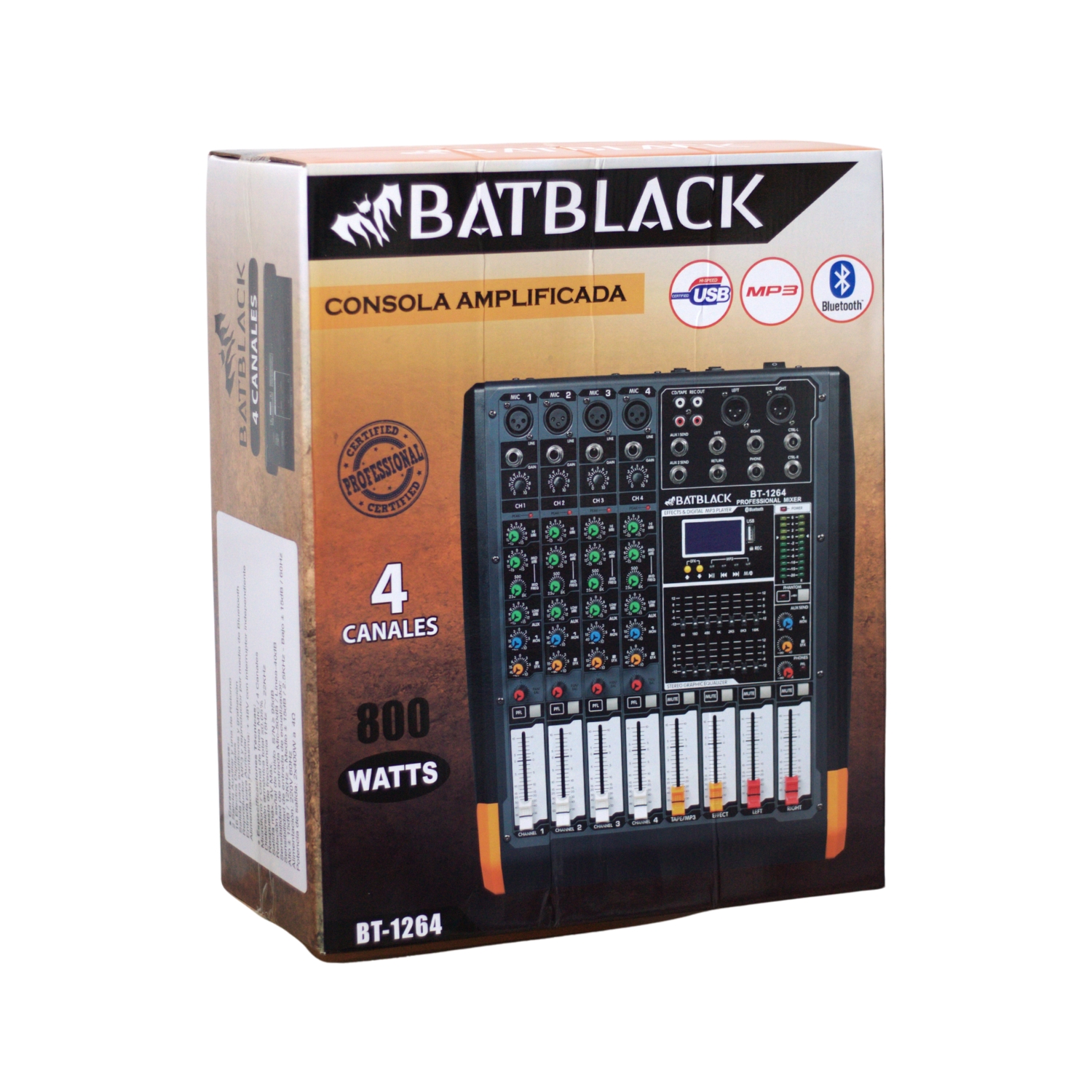 BT-1264 7 Westor BT-1264 Batblack Consola Amplificada 650W (325W X2) 4 Canales BT-1264 BATBLACK