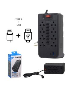 Estabilizador 8 Tomas 1200va/600W + 2 USB FVR-1222USB FORZA