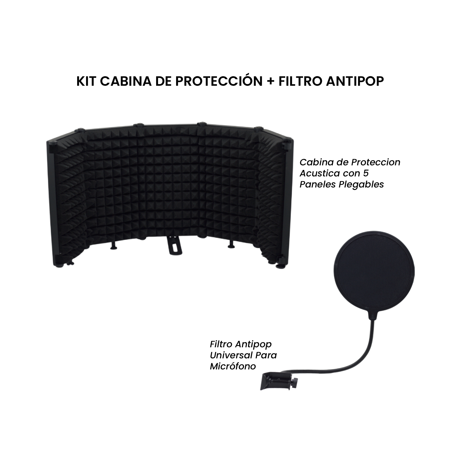 KIT-W-5 Westor KIT-W-5 HAWK FREE POWER Kit Cabina de Protección Acústica con 5 Paneles Plegables + Filtro Antipop Para Micrófono KIT-W-5