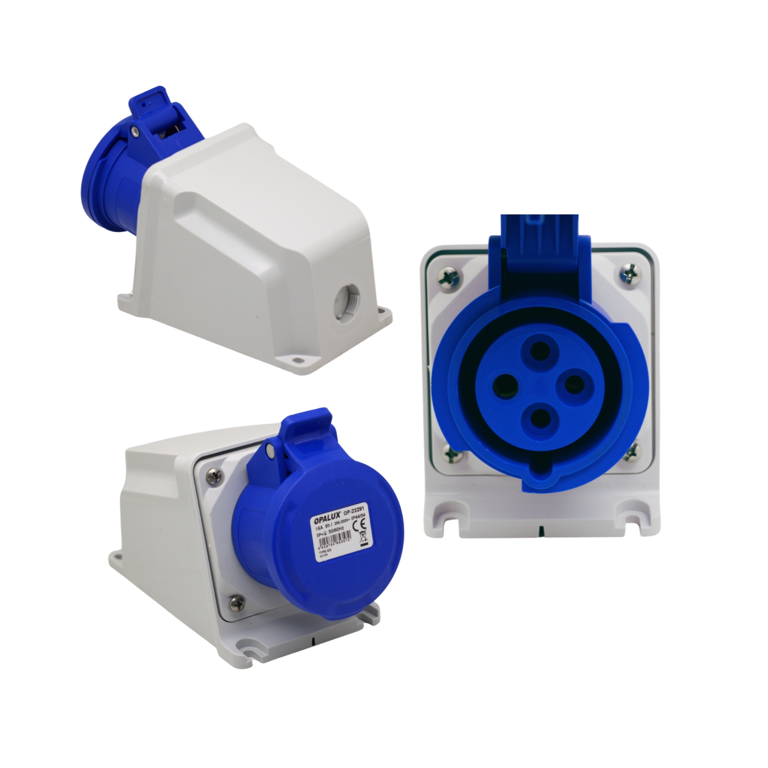 OP-23291 1 Westor OP-23291 Opalux Toma Visible IP54 3Polos+Tierra16A 200-250V OP-23291 OPALUX