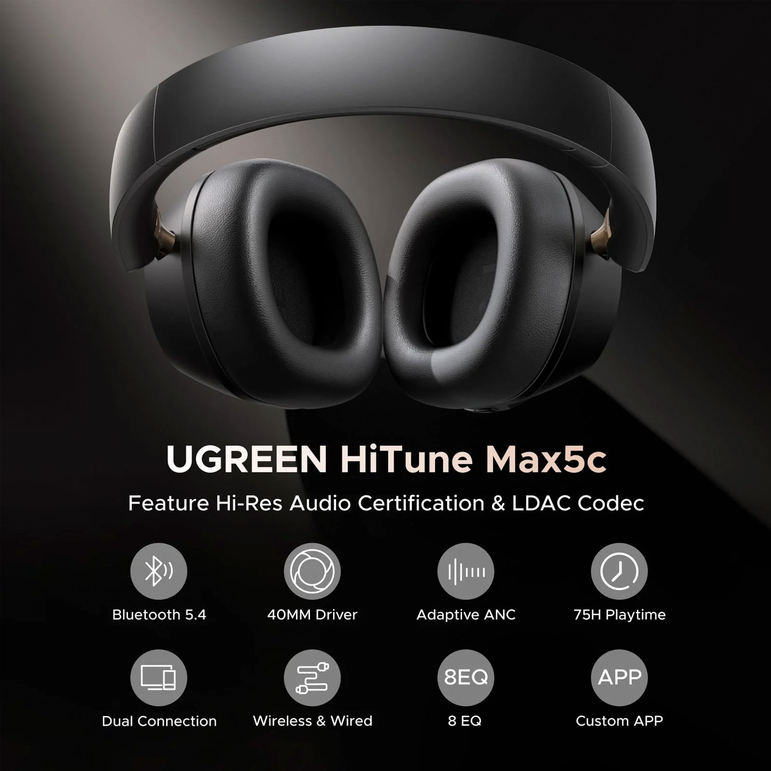 HP203-BK-1 Westor HP203-BK UGREEN Audífono UGREEN HiTune Max5c ANC Negro HP203-BK