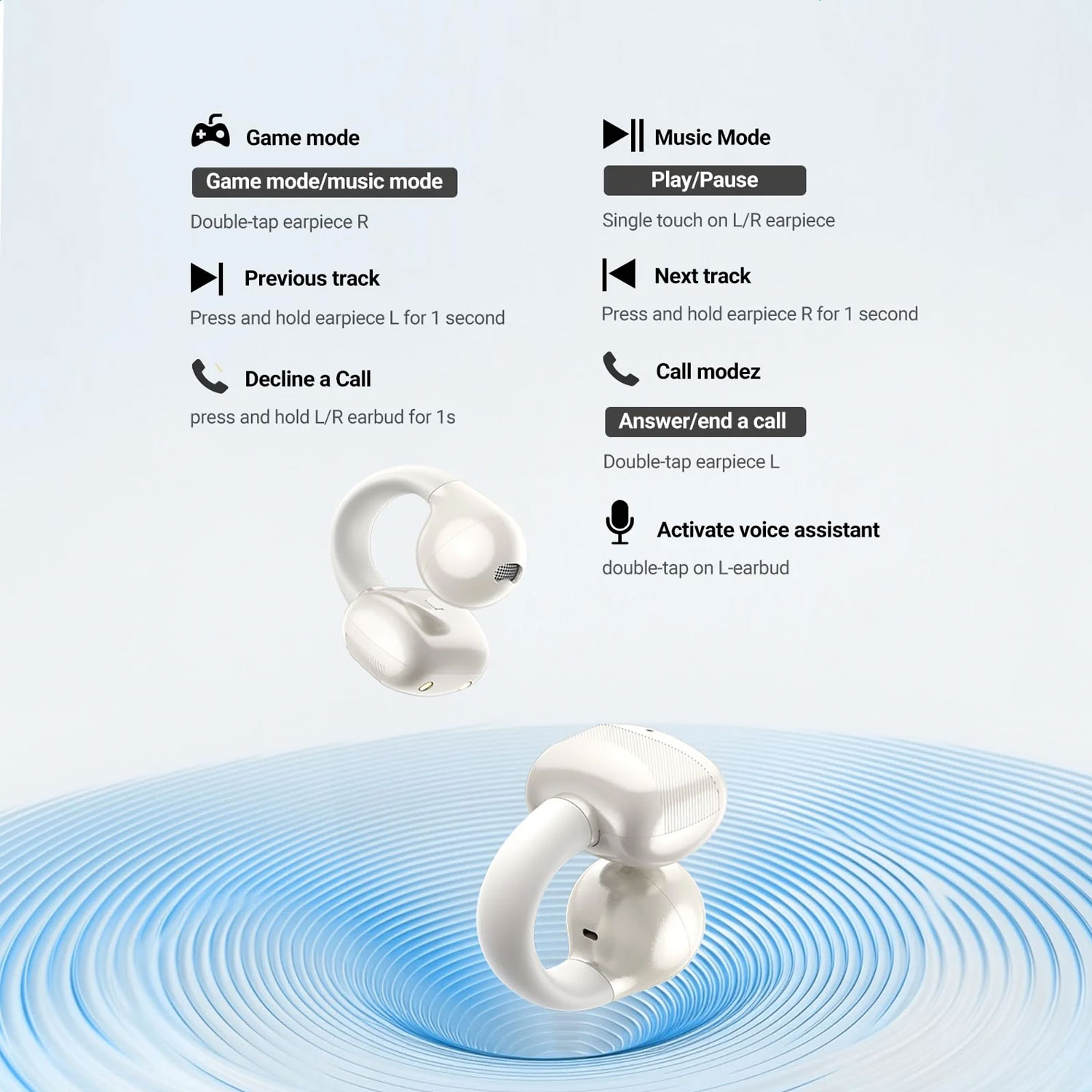 WS209-WH-8 Westor WS209-WH UGREEN Audífono Inalámbrico UGREEN HiTune S3 OPEN-EAR Blanco WS209-WH