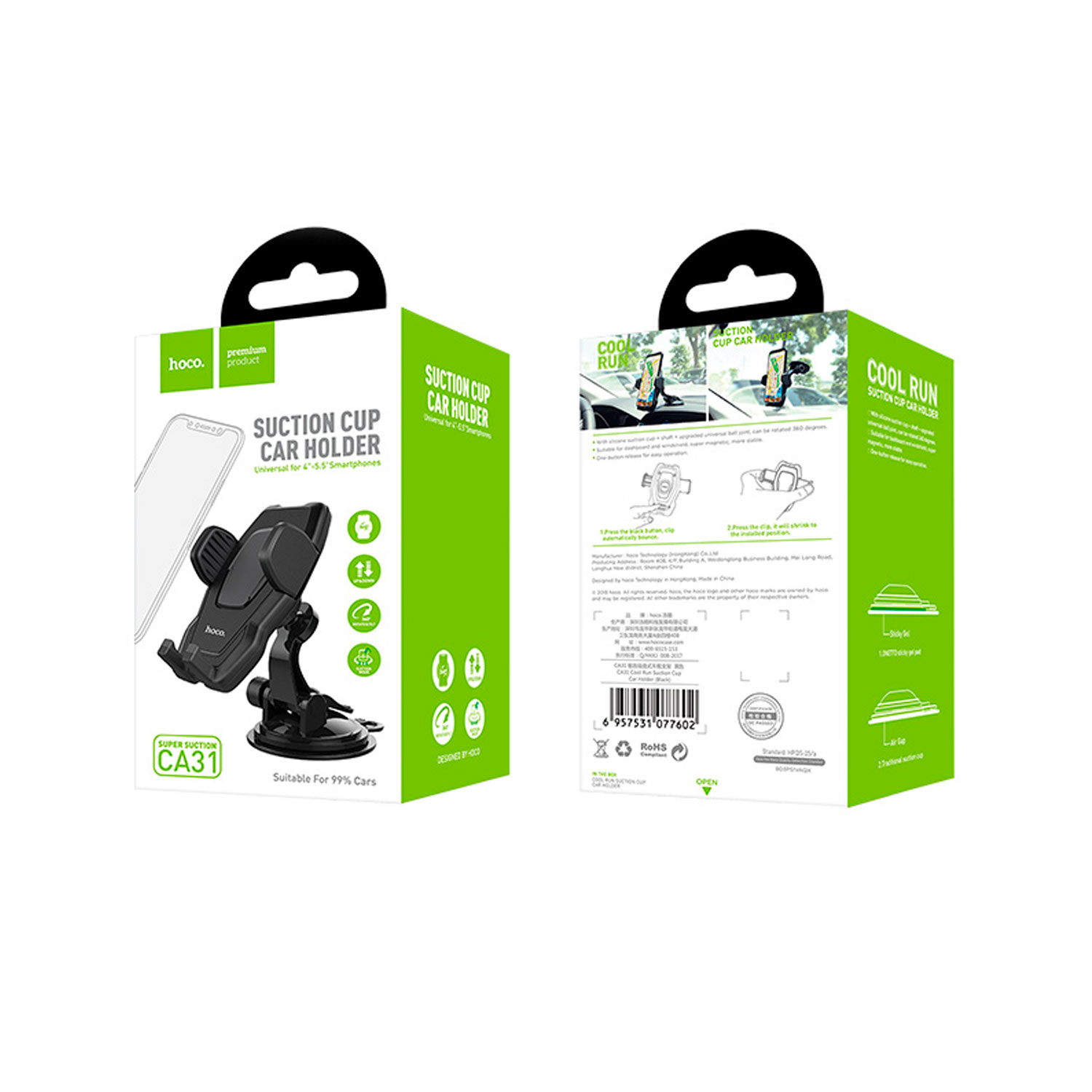 DCA31-5 Westor DCA31 HOCO Soporte Para Celular de Auto Con Ventosa HOCO DCA31